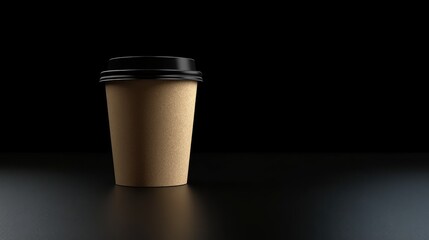 Minimalist blank paper coffee cup on black background , takeaway, coffee cup, render,mockup, empty, space