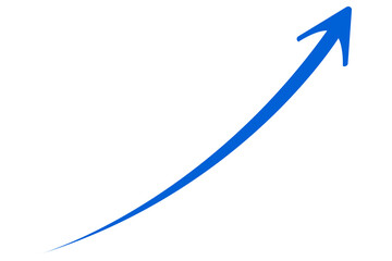 Upward blue curved arrow icon Business Growth, Success, Finance, Profit Increase, Positive Trend,...