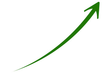 Upward Green Curved Arrow Icon Business Growth, Success, Finance, Profit Increase, Positive Trend, Analytics, Marketing, Economic Rise, Stock Market, Investment, and Performance Concept