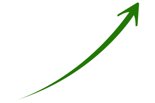 Upward Green Curved Arrow Icon Business Growth, Success, Finance, Profit Increase, Positive Trend, Analytics, Marketing, Economic Rise, Stock Market, Investment, and Performance Concept
