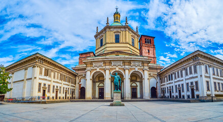 The monument to Constantine Emperor and Basilica of San Lorenzo, Milan, Italy