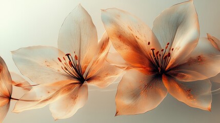 A close-up image of translucent flower petals overlapping each other,