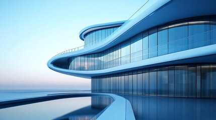 Fototapeta premium A modern, blue office building.