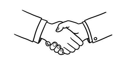 Handshake Drawing Representing Business Agreement or Partnership Deal Concept. Generative AI
