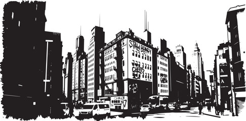 Obraz premium City landscape. Line urban backdrop. Different buildings on street, outline cityscape hand sketch, flat houses. Hand drawn vector illustration