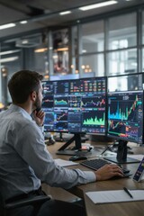 In-depth Analysis of Financial Markets on Innovative Dashboards in a Corporate Workspace