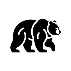 Minimalist black and white silhouette of a bear with a clean, modern design.