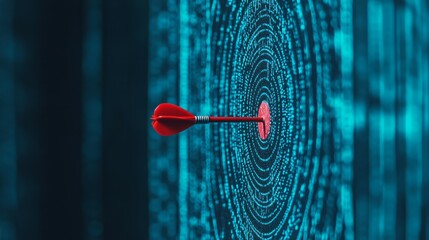 Targeting the business concept, Businessman hand holding red dart to the virtual target dartboard, Executive marketing, investment goal and target for business investment concept