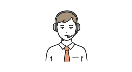 Illustration of Customer Service Representative Wearing Headset for Online Support. Generative AI