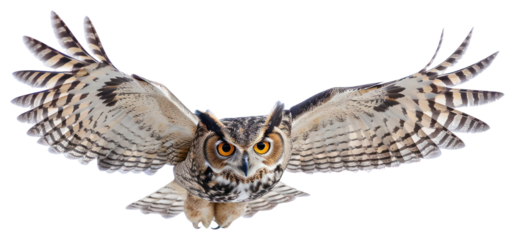 PNG Majestic owl in flight.