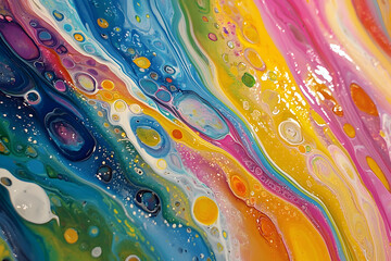 Vibrant abstract painting showcasing dynamic colors and fluid patterns in creative artistry