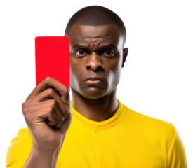 PNG Football referee shows a Vertical red card portrait adult photo.
