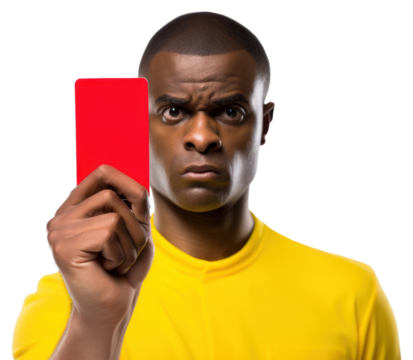 PNG Football referee shows a Vertical red card portrait adult photo. - Powered by Adobe