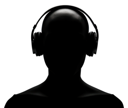 PNG Silhouette silhouette headphones portrait.