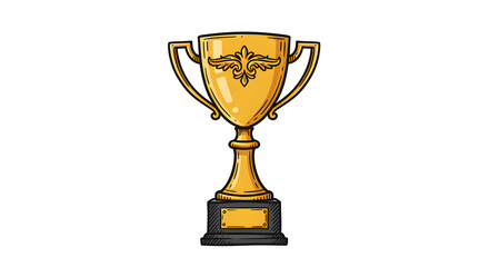 Elegant Golden Trophy Cup Illustration Symbolizing Victory and Achievement. Generative AI