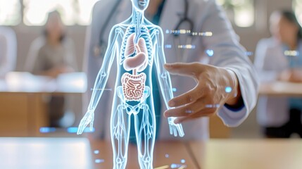 Medical Professional Engaging Students With Hologram