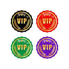 VIP badge or label. Vector set of gold medallions with the inscription vip. Vector clipart.