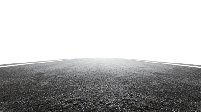 Empty asphalt road isolated on white background