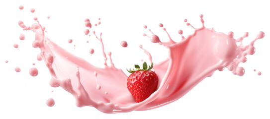 Strawberry milk splash background fruit drink.