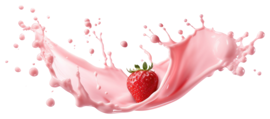 Strawberry milk splash background fruit drink.