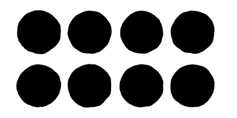 Set of circle with irregular shape. Hand-drawn doodle form with wavy lines. Vector isolated on white background