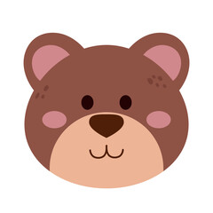 Cute bear portrait. Animal face illustration for kids. Vector isolated on white background