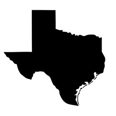 Hand drawn black map of Texas, USA state. Silhouette, geography. Vector isolated on white background