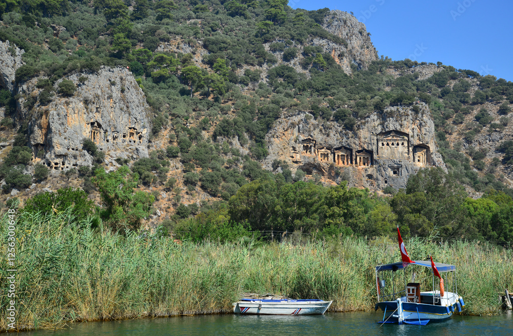 Canvas Prints Kaunos King Rock Tombs in Dalyan, Mugla, Turkey.