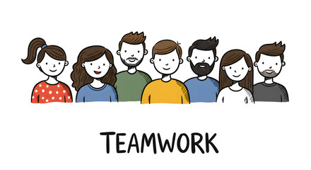 Teamwork Illustration of Diverse Group of People Demonstrating Collaboration. Generative AI