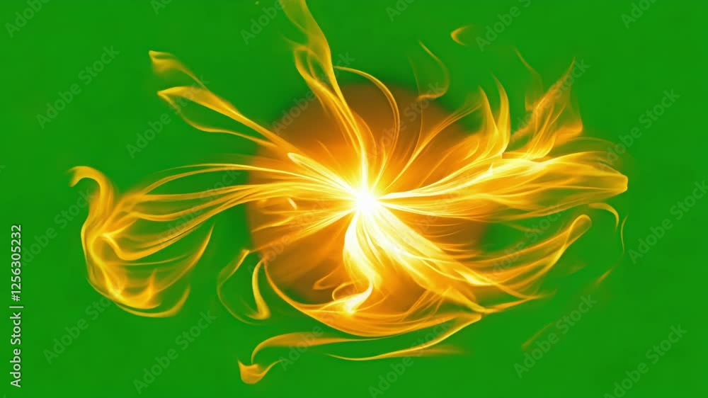 Poster bright streaks of orange and yellow plasma dancing around a central core creating a dynamic display.