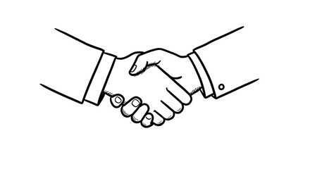 Hand Drawn Handshake Illustration Symbolizing Agreement and Partnership Concept. Generative AI