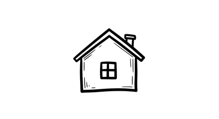 Obraz premium Simple House Drawing Isolated on White Background Real Estate Concept. Generative AI
