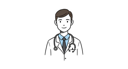 Fototapeta premium Friendly Doctor Illustration in White Coat with Stethoscope for Healthcare. Generative AI