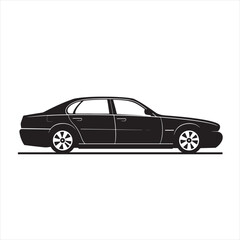 Fototapeta premium Modern Car Silhouette in Flat Vector Style
