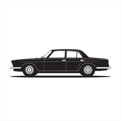 Modern Car Silhouette in Flat Vector Style