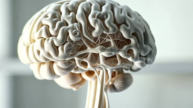 Close-up Detailed 3D Model of the Human Brain