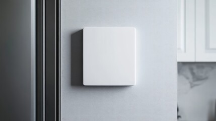 White square magnet on fridge mockup