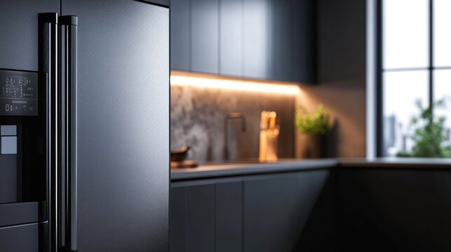 White square magnet on fridge mockup