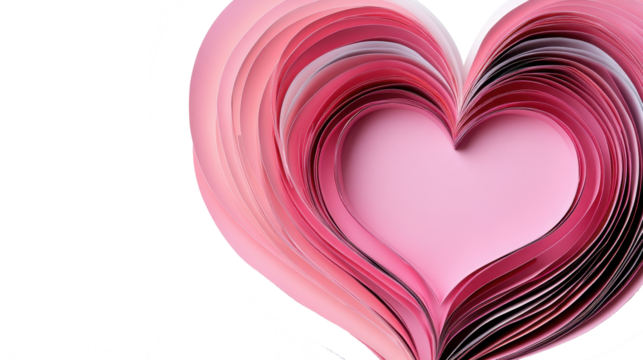  line heart shape border with paper heart on white background, valentines day greeting invitation 