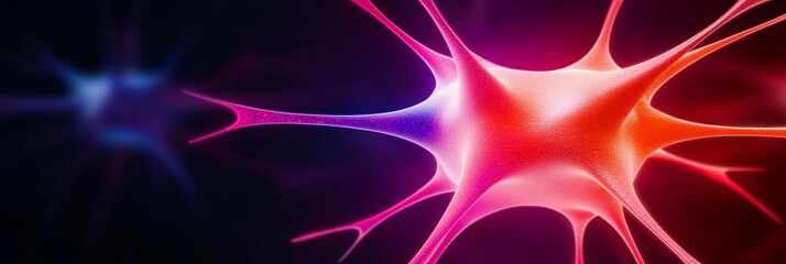 Fototapeta premium Vibrant Neural Network Abstract - A mesmerizing close-up of a neural network, symbolizing connection, intelligence, technology, growth, and complexity. Intricate branching structure in vibrant colors
