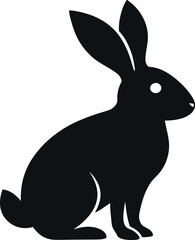 black silhouette of a rabbit, Bunny easter editable vector