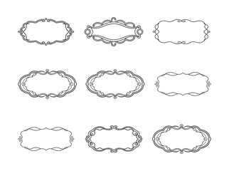 Elegant Vintage-Style Decorative Frames for Design Projects. Filigree banner corners is decorated line border, vintage engraving.