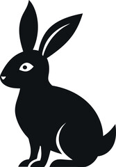 black rabbit silhouette, Bunny easter editable vector