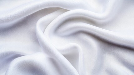 Obraz premium White Fabric Drape Texture - Close-up view of smooth, white fabric with soft folds and wrinkles, ideal for backgrounds or textile designs