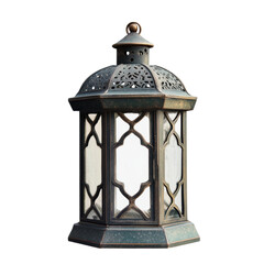 Elegant Vintage Lantern with Intricate Design on white background