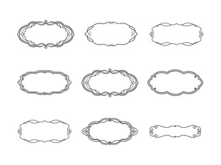 Elegant Vintage-Style Decorative Frames for Design Projects. Filigree banner corners is decorated line border, vintage engraving.