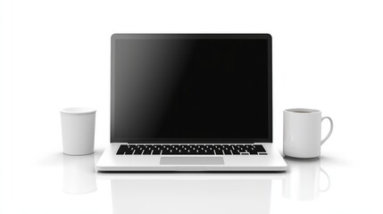 Stylish Wooden Desk with Laptop and Coffee Mug