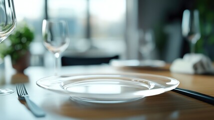 plate mockup for showcasing food presentation , , plate, mockup, clear, glass, kitchen, dining, tableware, design