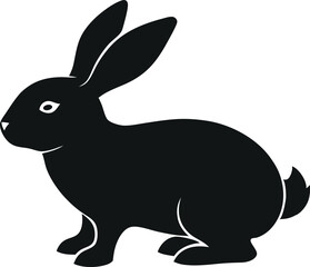 black rabbit vector illustration, Bunny easter editable vector