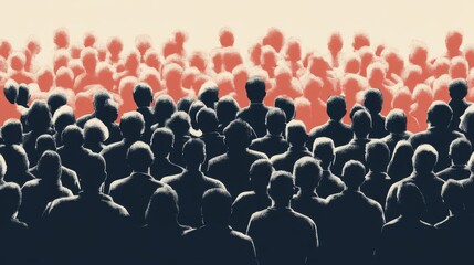 Obraz premium Diverse crowd gathering, event, public space, background light